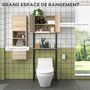 Voir la diapositive 4 : KLEANKIN Meuble WC meuble dessus toilettes style industriel 2 portes 2 étagères acier noir aspect chêne clair