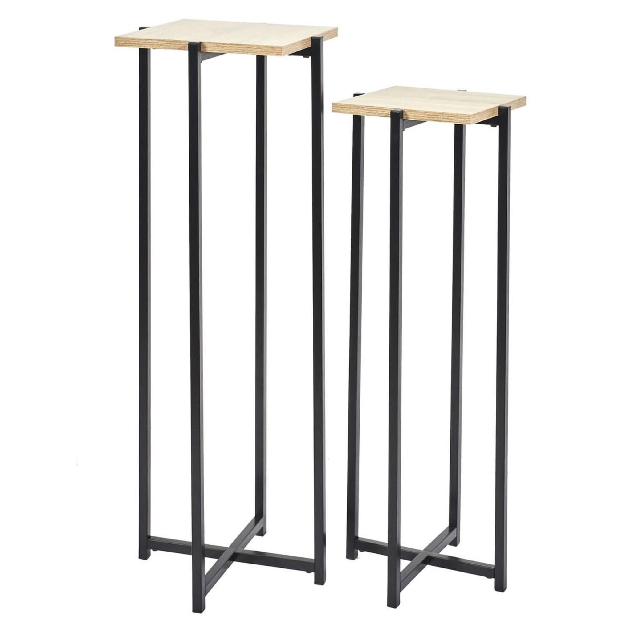 Voir la diapositive 2 : The Home Deco Factory Lot de 2 sellettes  loka  82cm noir