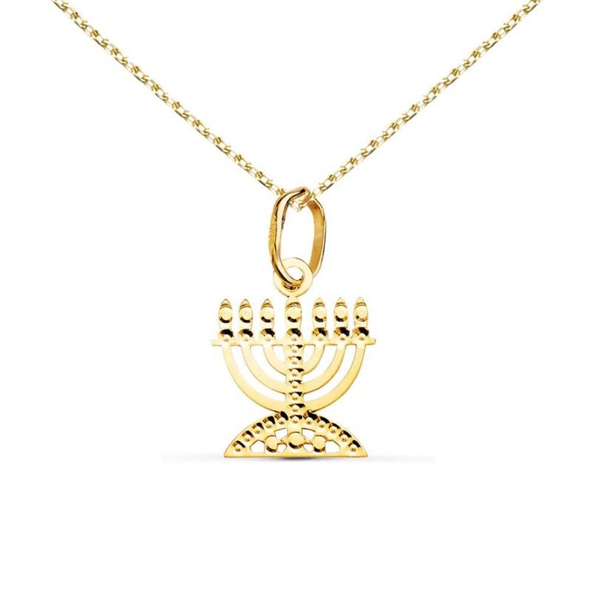 Voir la diapositive 1 : L'ATELIER D'AZUR Collier - Pendentif Menorah Or 18 Carats 750/000 Jaune - Chaine Dorée
