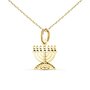 Voir la diapositive 1 : L'ATELIER D'AZUR Collier - Pendentif Menorah Or 18 Carats 750/000 Jaune - Chaine Dorée