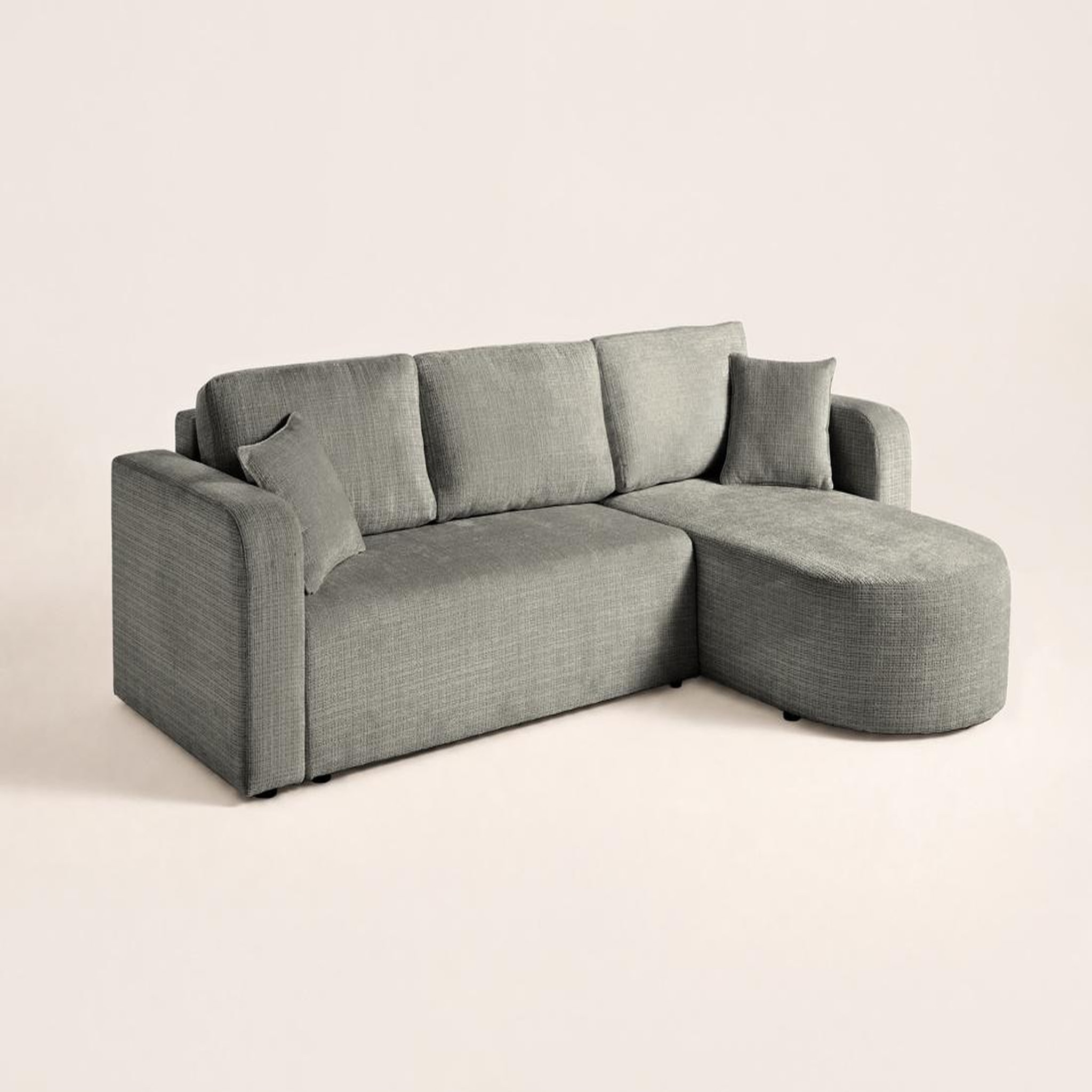 Voir la diapositive 5 : BEST MOBILIER Miro - canapé d'angle réversible - 4 places - convertible avec coffre - en velours texturé