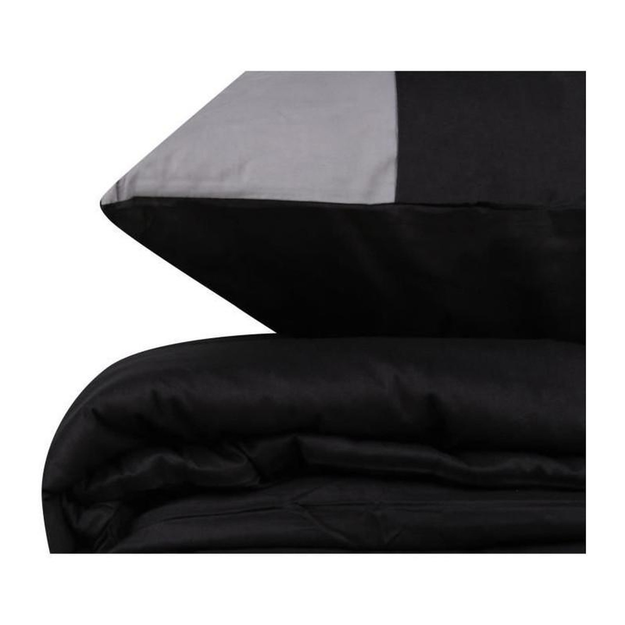 Voir la diapositive 4 : GENERIQUE Parure de lit - 129CTN62694 - 1 housse de couette 220 x 240 cm + 2 taies d'oreiller 60 x 60 cm - 100% coton ranforcé - Noir