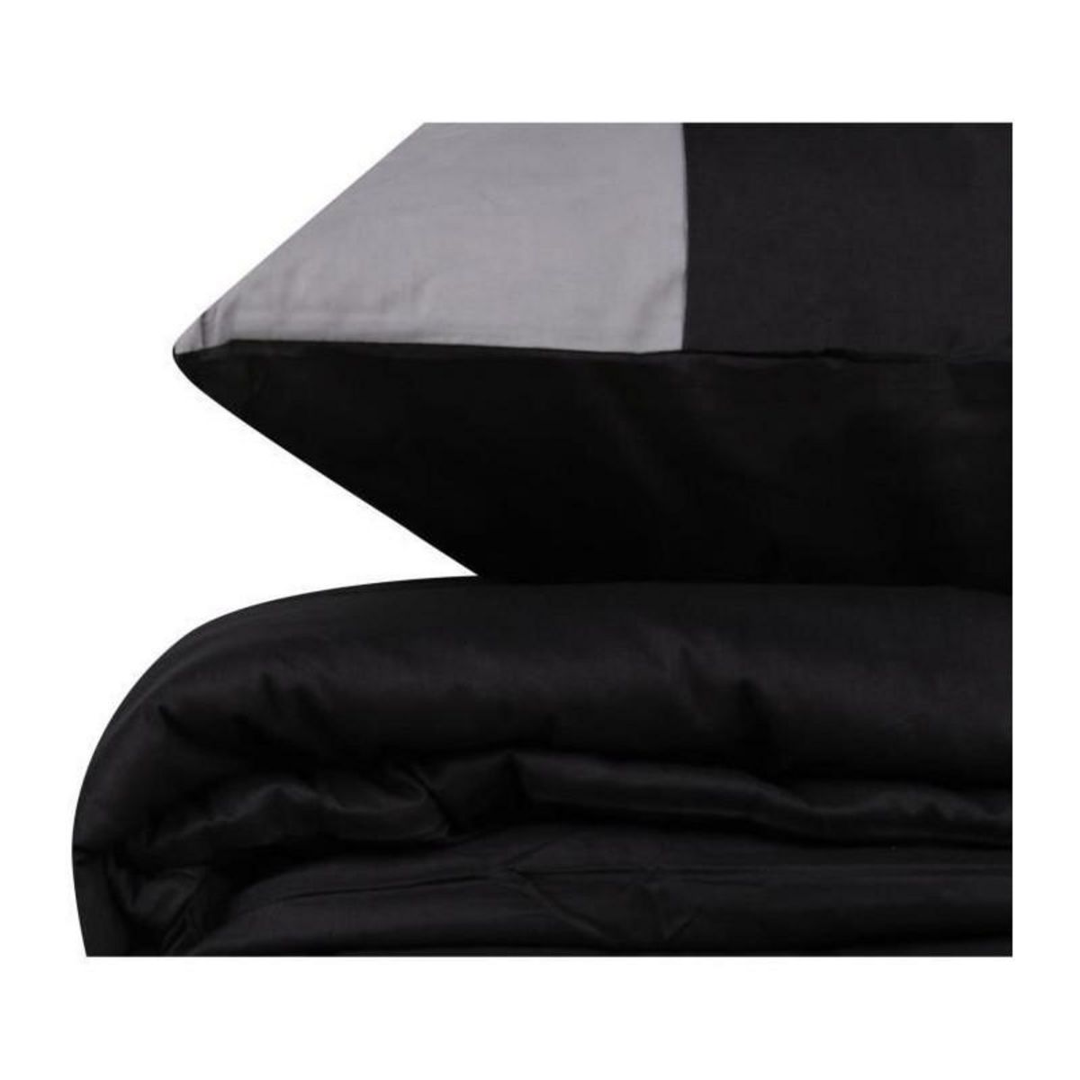 GENERIQUE Parure de lit - 129CTN62694 - 1 housse de couette 220 x 240 cm + 2 taies d'oreiller 60 x 60 cm - 100% coton ranforcé - Noir