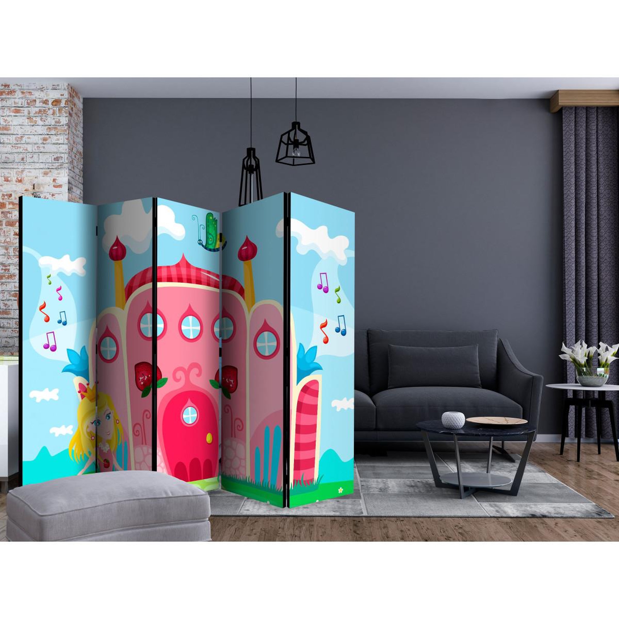 Voir la diapositive 2 : Paris Prix Paravent 5 volets  castle  172x225cm