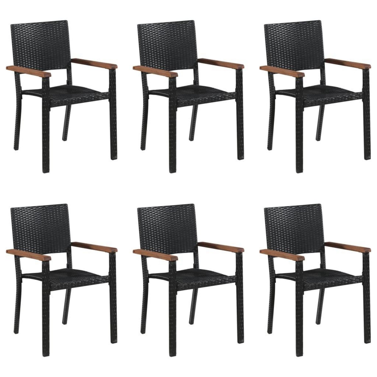 VIDAXL Ensemble a manger de jardin 7 pcs Resine tressee Noir