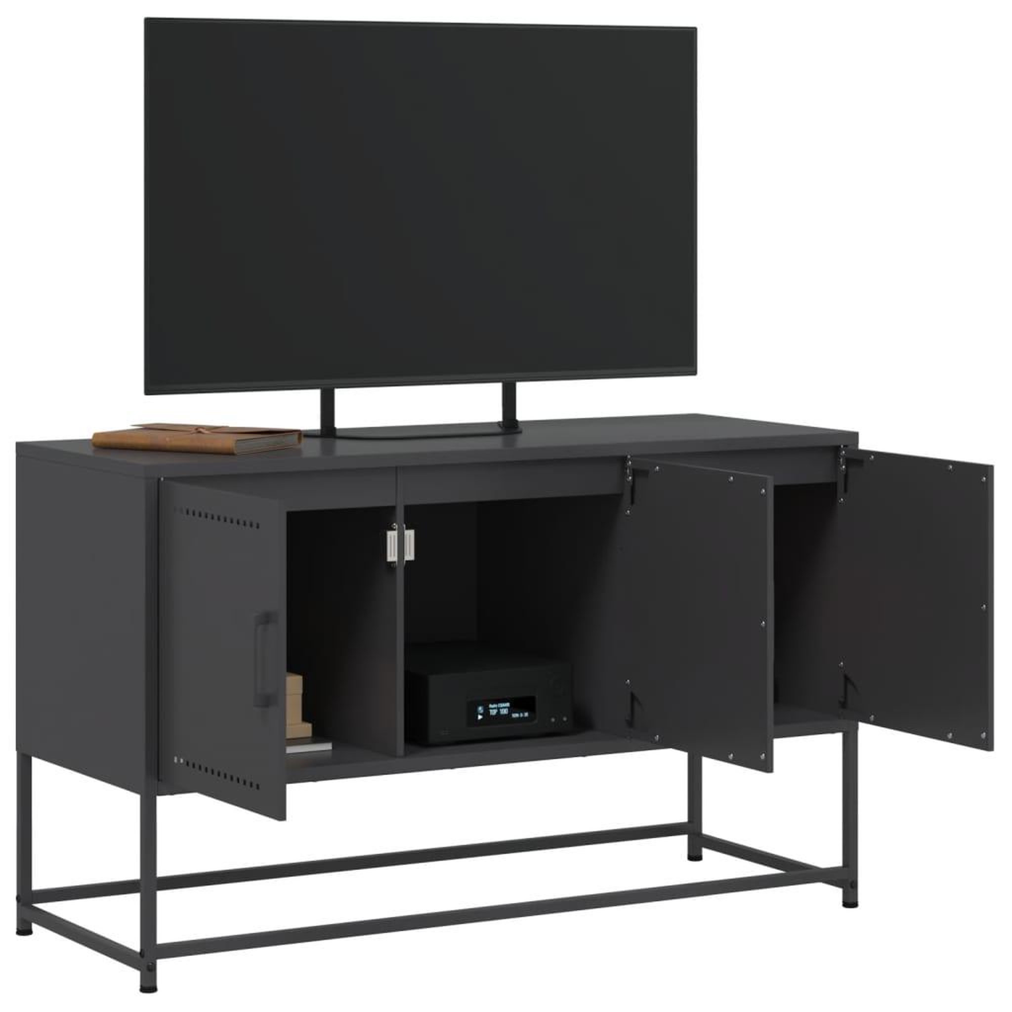 Voir la diapositive 5 : VIDAXL Meuble TV noir 100,5x39x60,5 cm acier