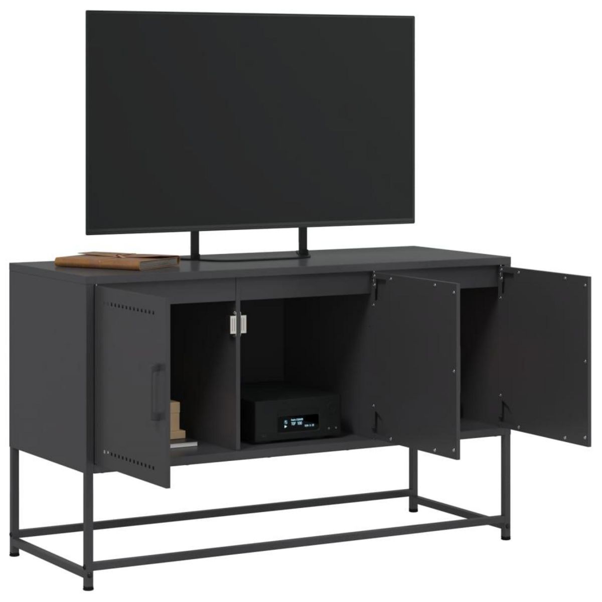 VIDAXL Meuble TV noir 100,5x39x60,5 cm acier