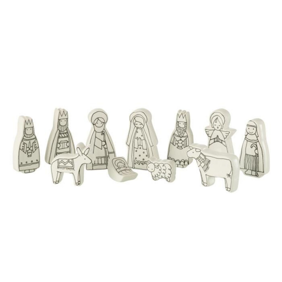Paris Prix Crèche de Noël en Dolomite  11 Santons  9cm Blanc