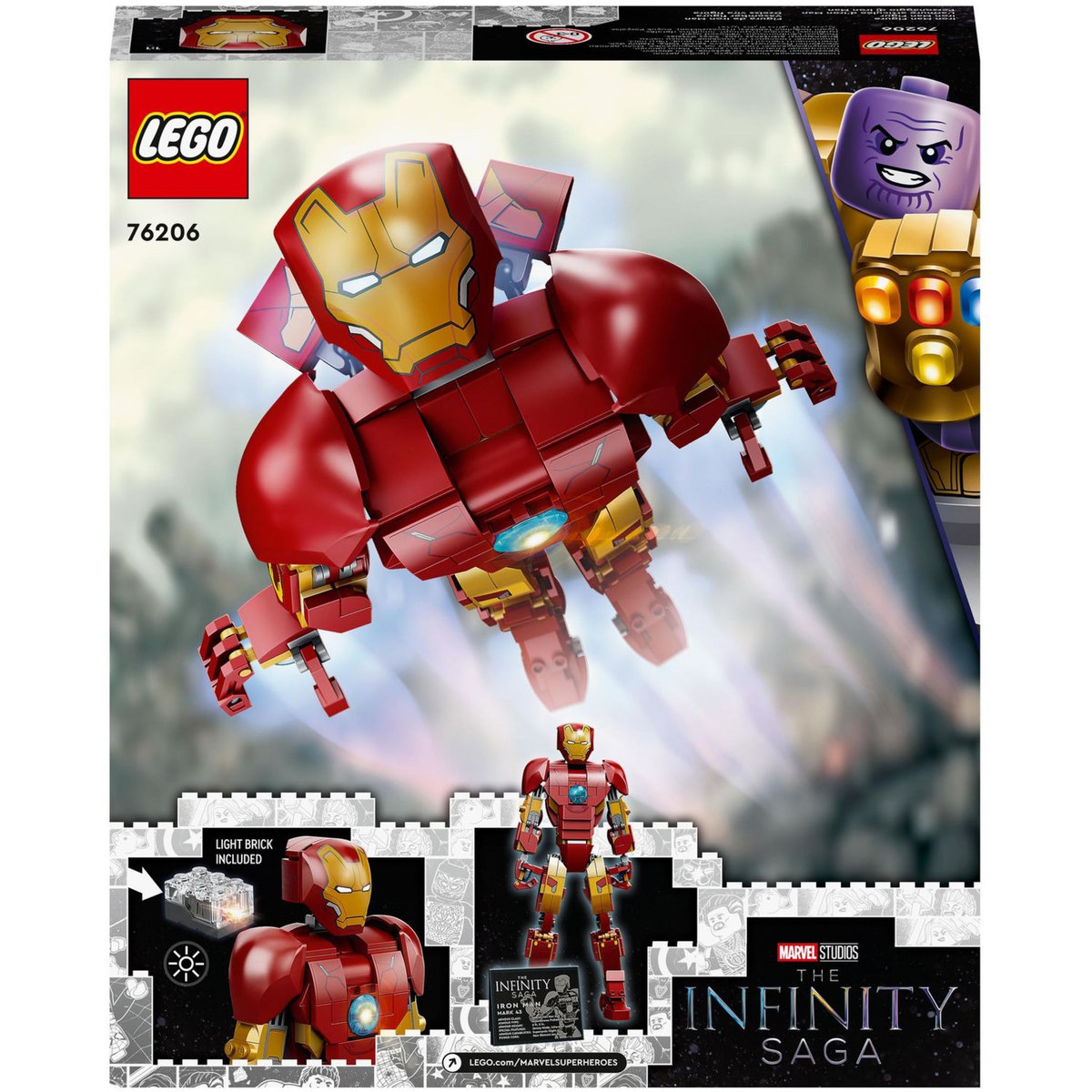 LEGO Marvel 76206 L&rsquo;Armure Articulée d&rsquo;Iron Man, Jouet de Construction pour Enfants, Set Infinity Saga