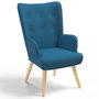 Voir la diapositive 1 : ID MARKET Fauteuil scandinave IVAR en tissu bleu canard
