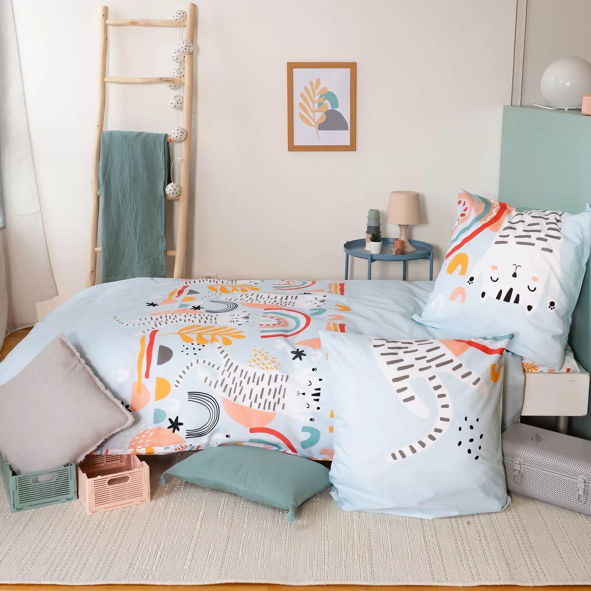 Voir la diapositive 3 : COTE DECO Parure de lit enfant chat - coton 57 fils/cm² - 140 x 200 cm