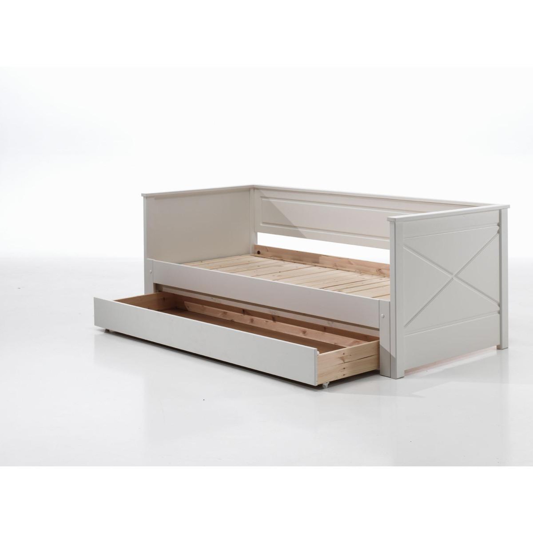 Voir la diapositive 5 : Paris Prix Pack - lit capitaine amovible enfant & tiroir  pino  90x200cm blanc