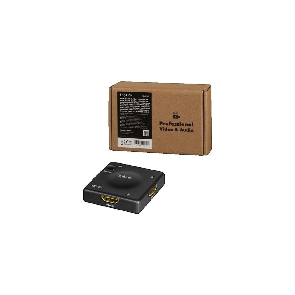 LOGILINK Commutateur HDMI LogiLink HD0041 Noir Compact Full HD 1080p