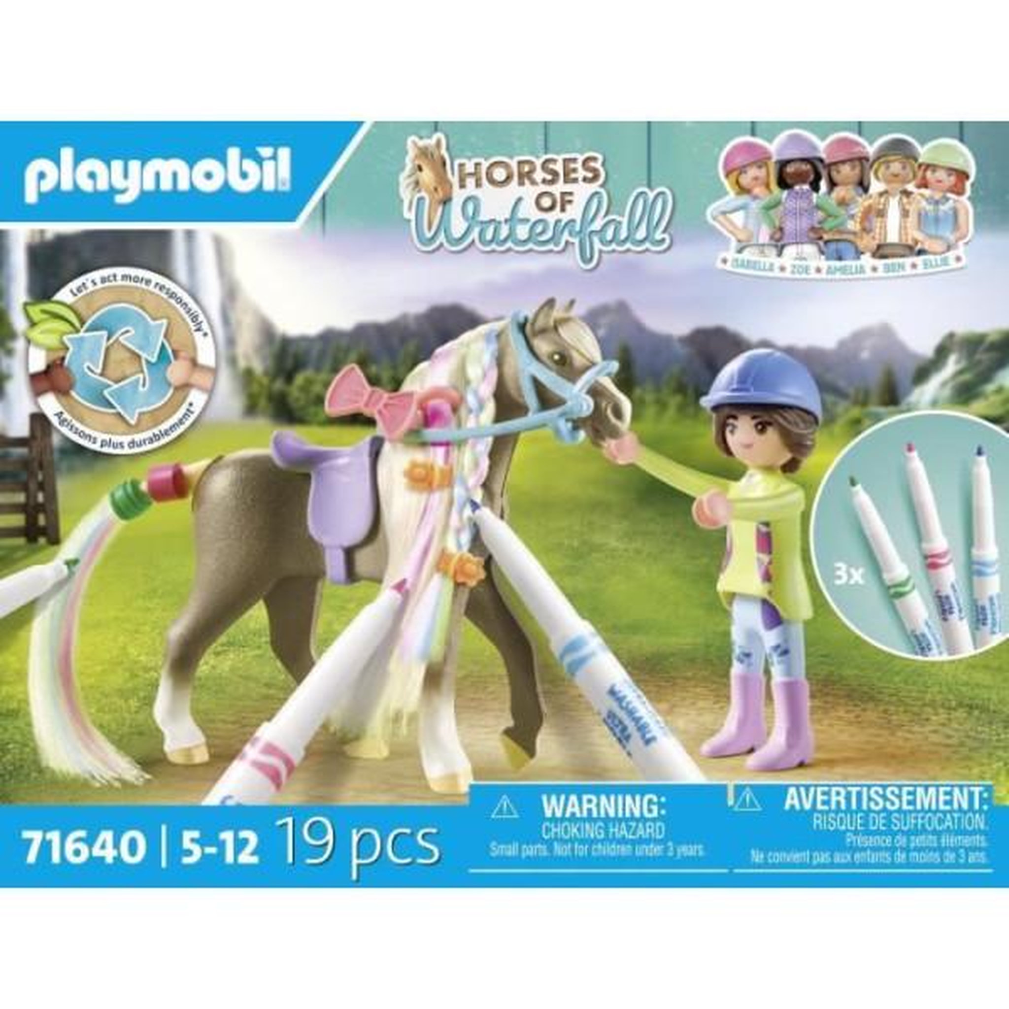 Voir la diapositive 6 : PLAYMOBIL Cavalière avec crinière de cheval à colorier