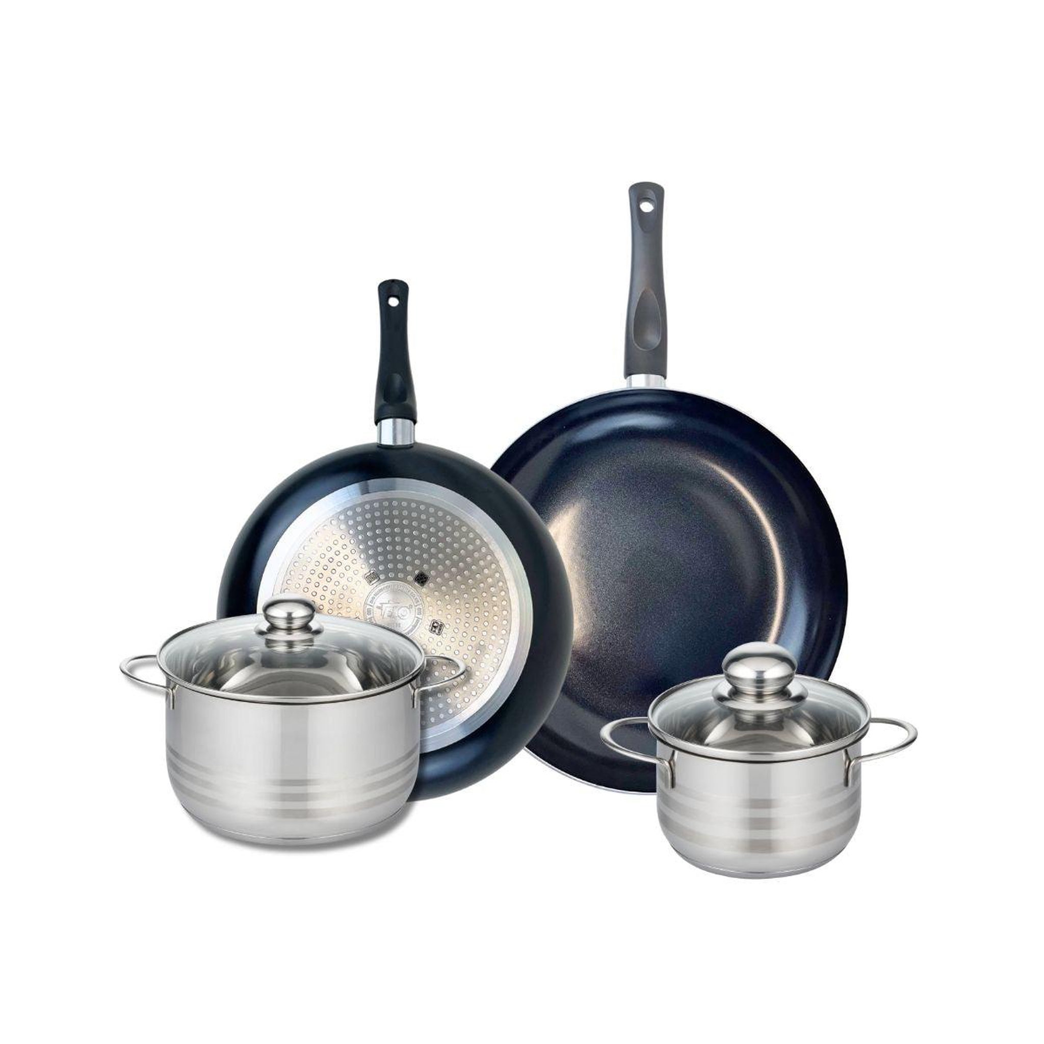 ELO Ensemble de 2 poêles de cuisson 28 et 32 cm et 2 faitouts 16 et 20 cm elo prima brillant