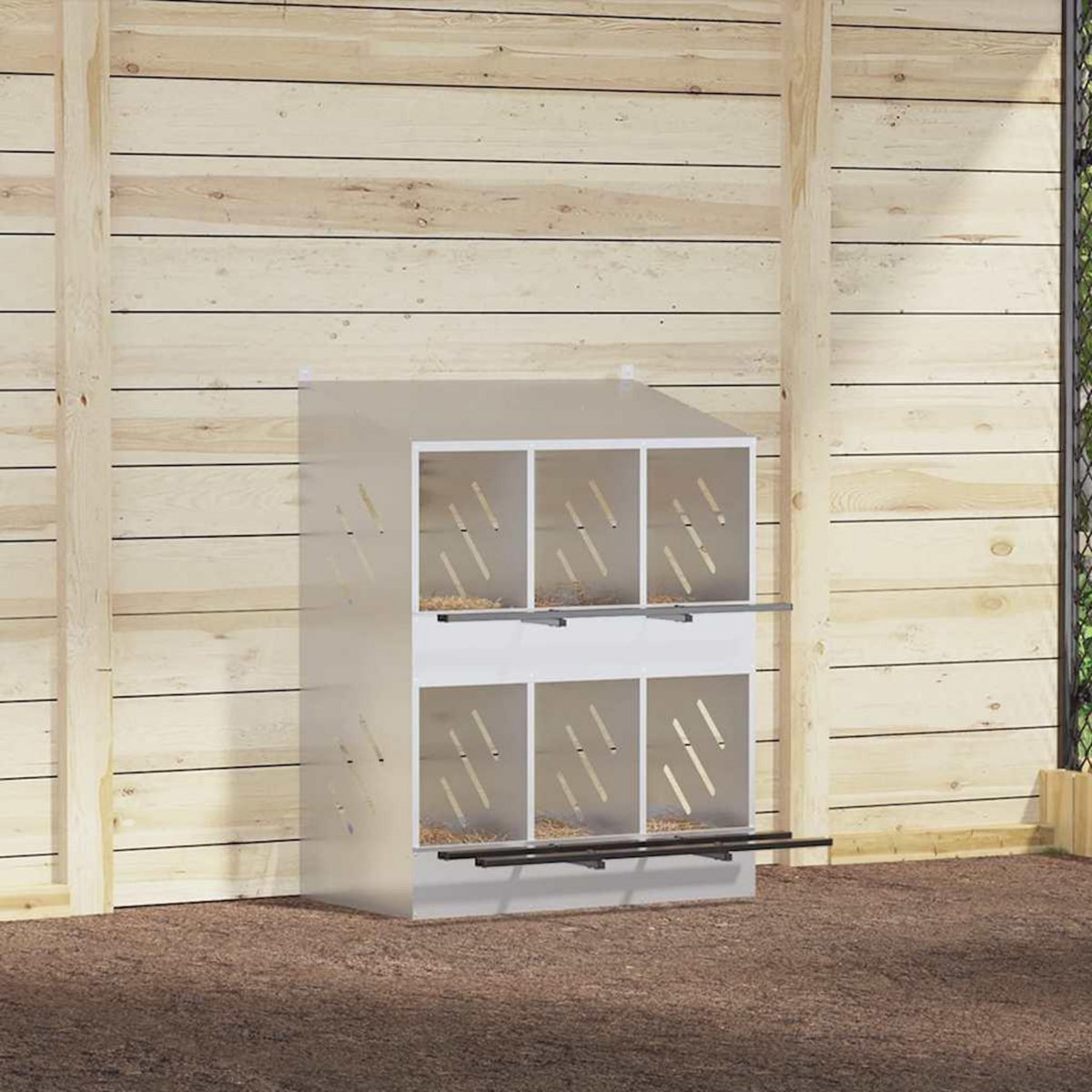 VIDAXL Nichoir de poules avec 6 compartiments metal argente galvanise