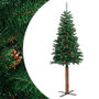 Voir la diapositive 2 : VIDAXL Sapin de Noël mince avec bois veritable et cones vert 210cm PVC