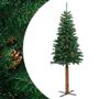 Voir la diapositive 2 : VIDAXL Sapin de Noël mince avec bois veritable et cones vert 210cm PVC