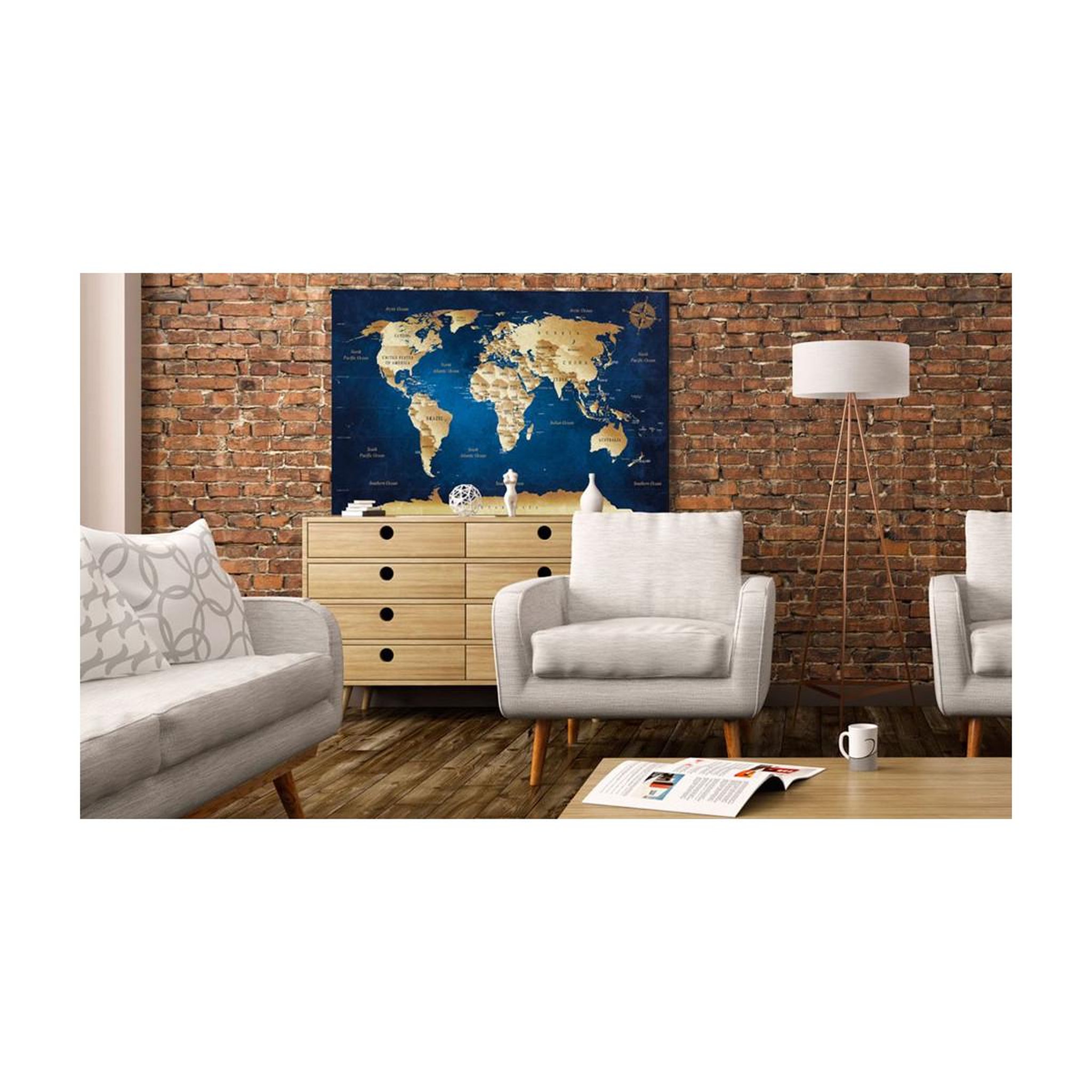 Voir la diapositive 2 : Paris Prix Tableau imprimé  world map : the dark blue depths