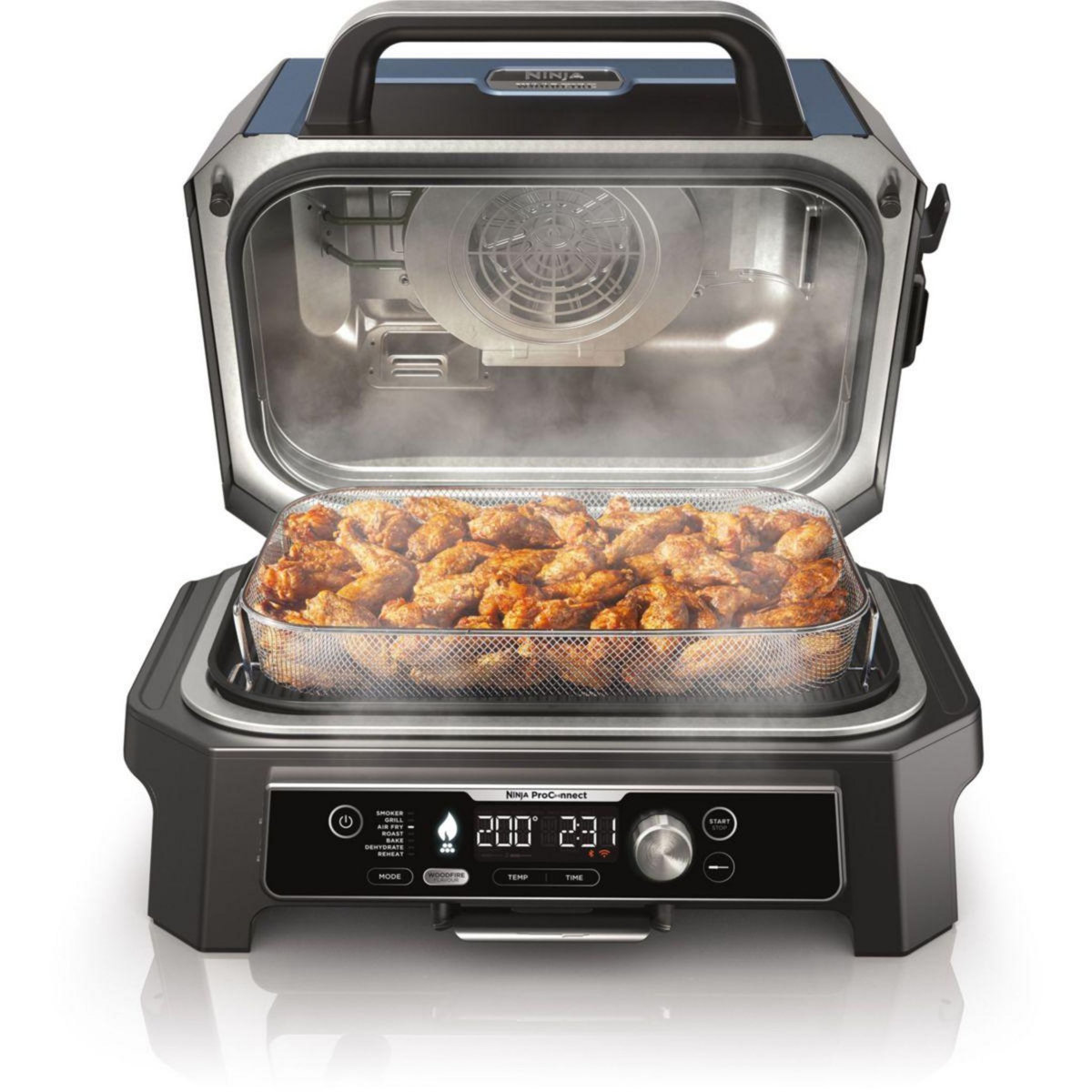 NINJA Barbecue électrique OG901EU Woodfire pro connect à poser, 44.5x26.5 cm