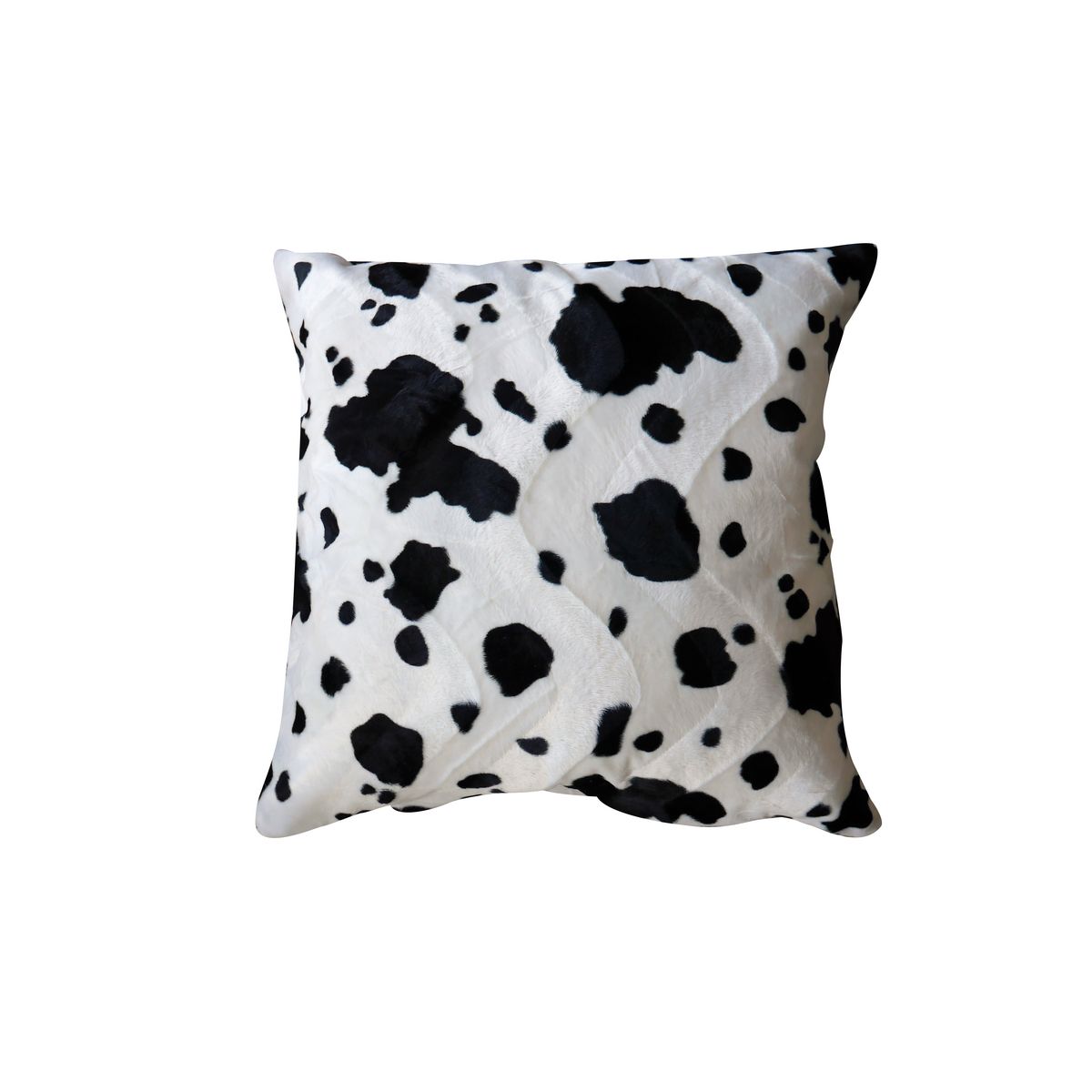 Coussin en velours déhoussable imitation fourrure vache