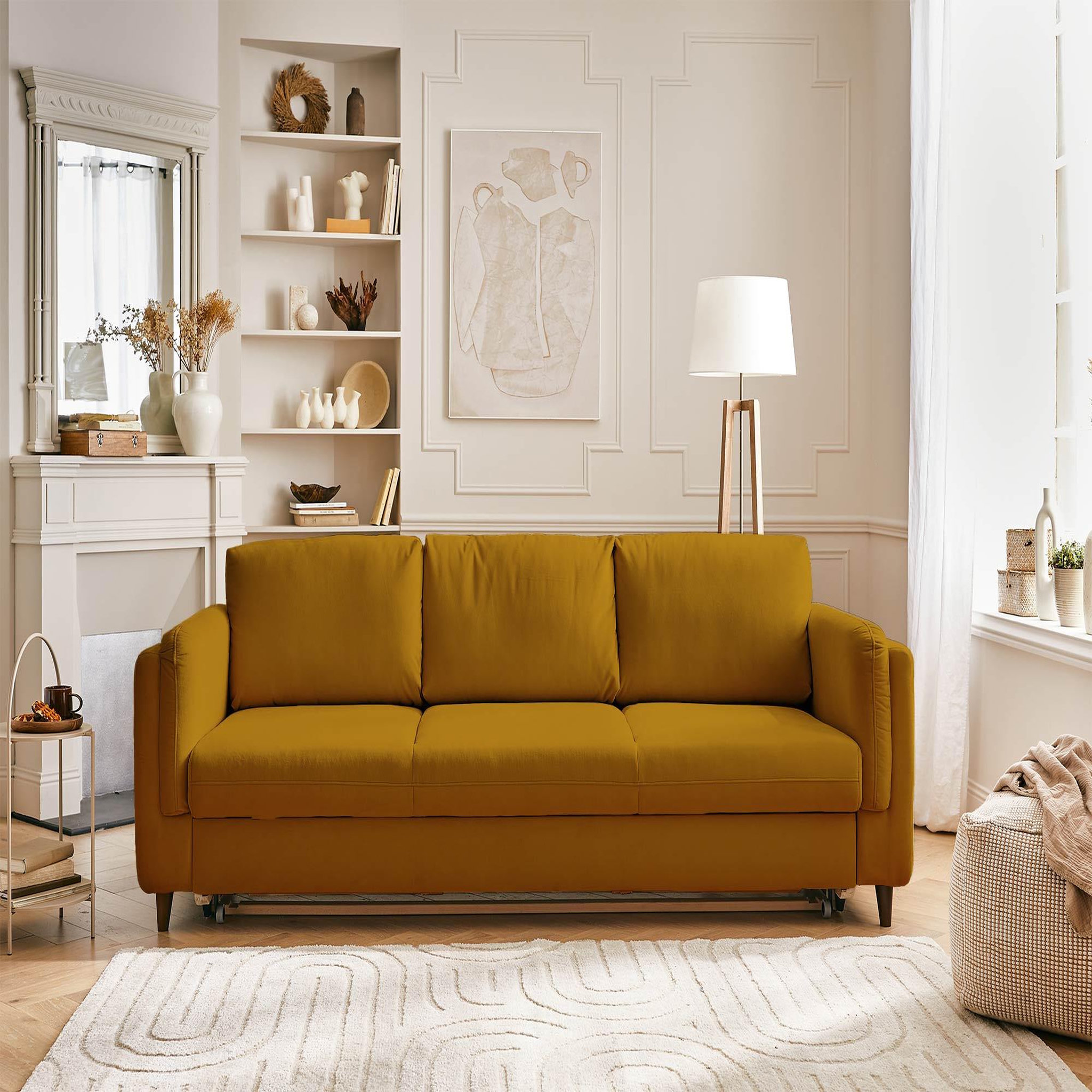 Voir la diapositive 5 : BEST MOBILIER Brooke - canapé 3 places - convertible - en velours