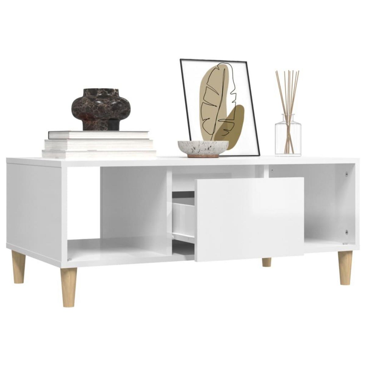 VIDAXL Table basse Blanc brillant 90x50x36,5 cm Bois d'ingenierie