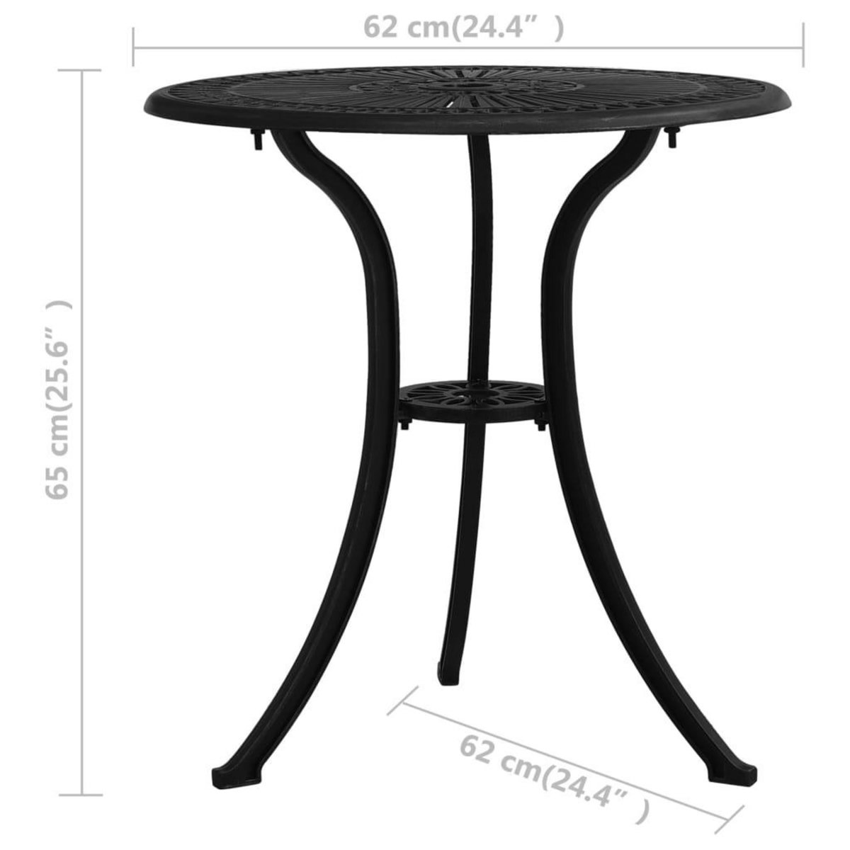 VIDAXL Table de jardin Noir 62x62x65 cm Aluminium coule