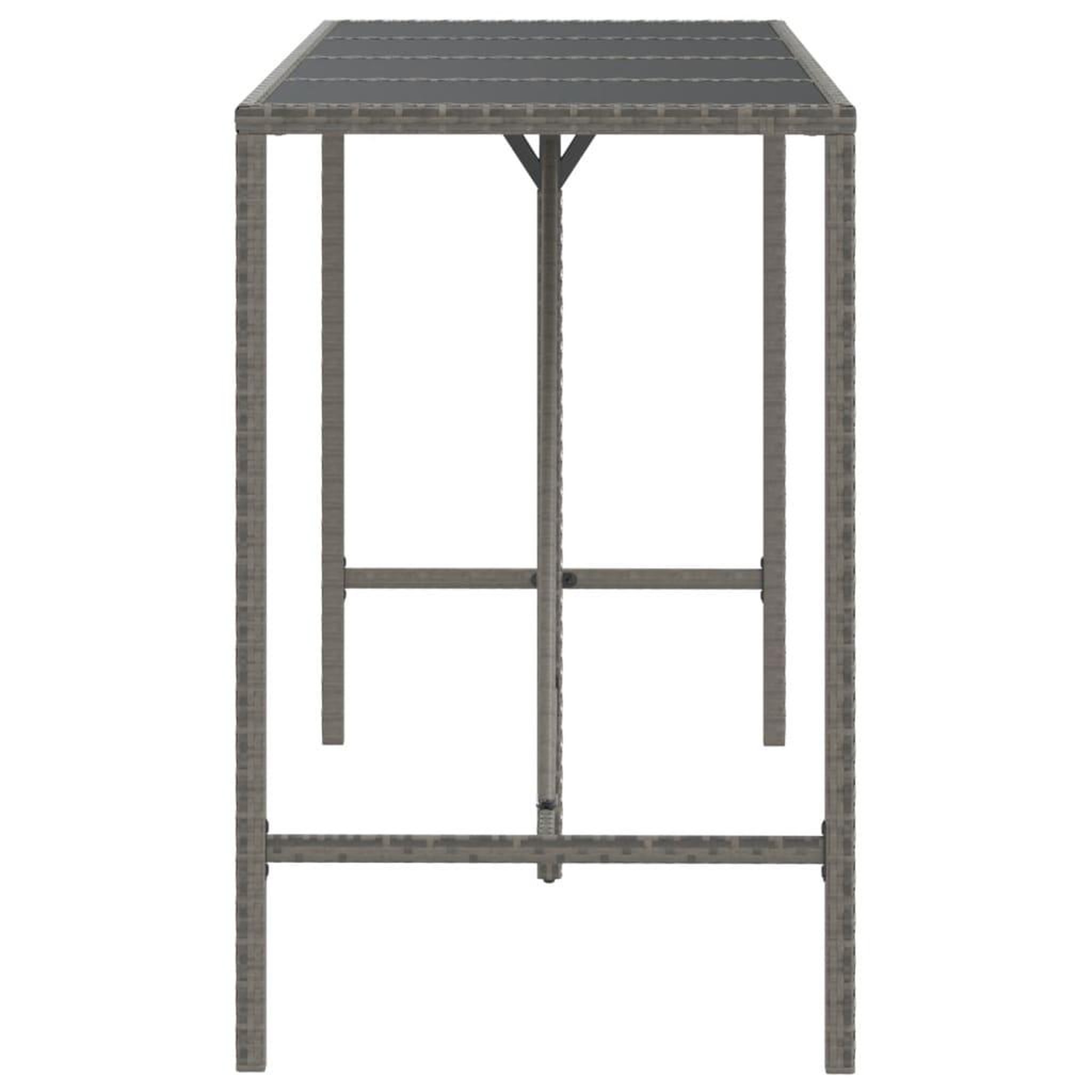 Voir la diapositive 4 : VIDAXL Table de bar et dessus en verre gris 180x70x110 cm poly rotin