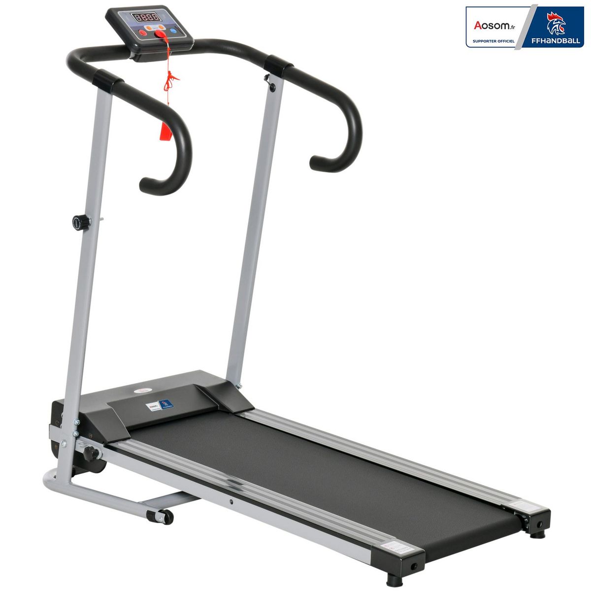 HOMCOM Tapis de course Fitness électrique pliable Aosom.fr x FFHandball - 500W - 1-10Km/h - écran LCD multifonctions