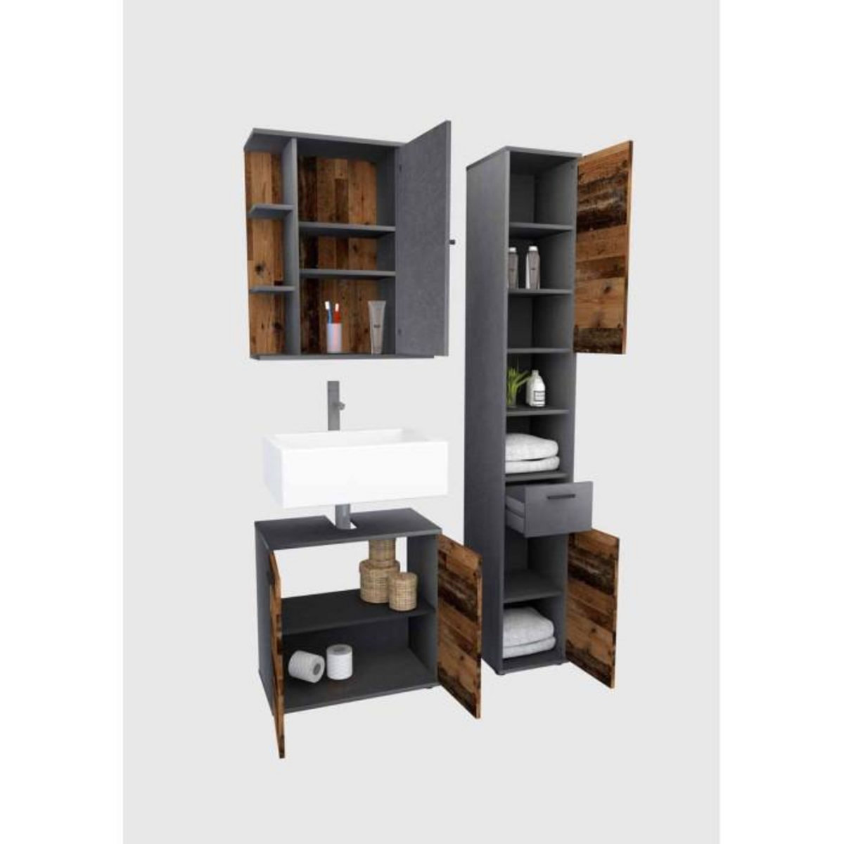 Paris Prix Meuble Sous Lavabo 2 Portes  Terran  60cm Naturel