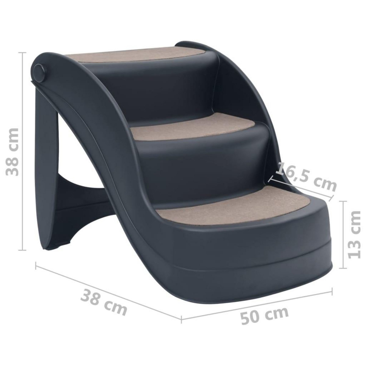 VIDAXL Escalier pliable a 3 marches pour chiens Gris fonce