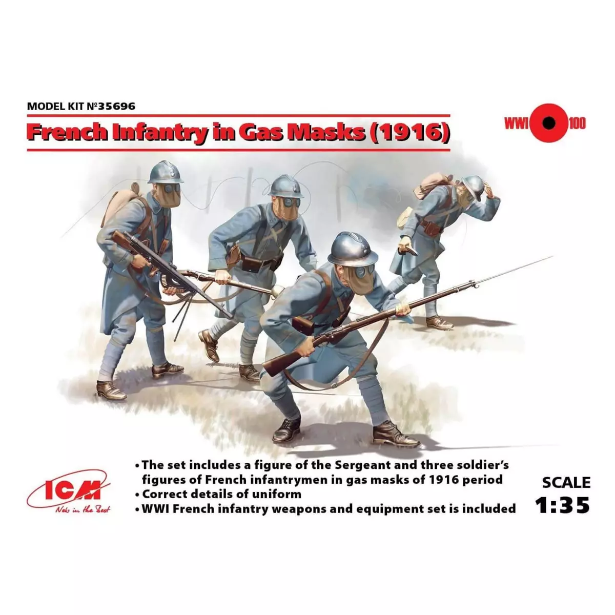 ICM Figurines : Infanterie française avec masques à gaz (1916)