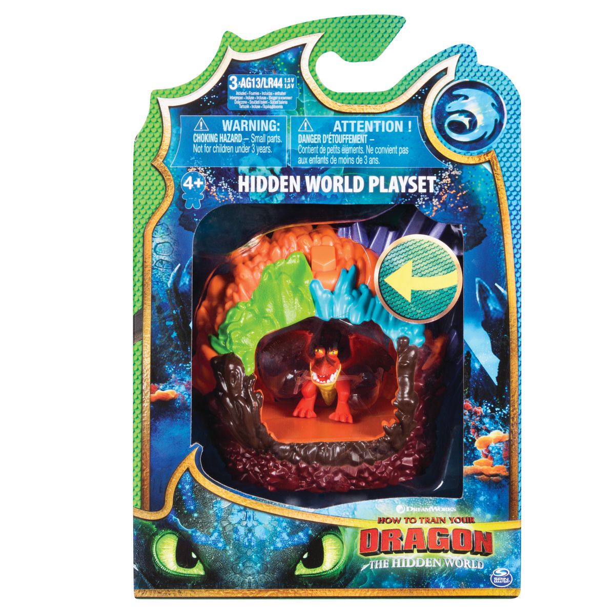 SPIN MASTER Coffret tanière + figurine dragon mystère bioluminescente 5 cm - Dragons 3 Le monde caché