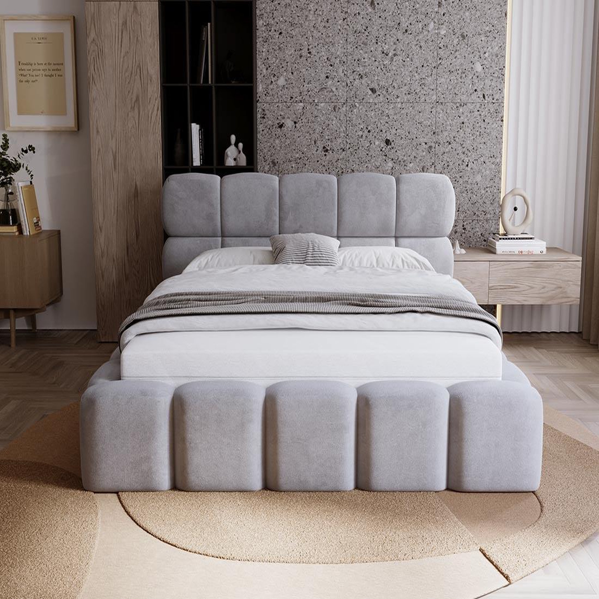 Voir la diapositive 5 : BEST MOBILIER Mariposa - lit coffre - 140x200 cm - sommier inclus - en velours