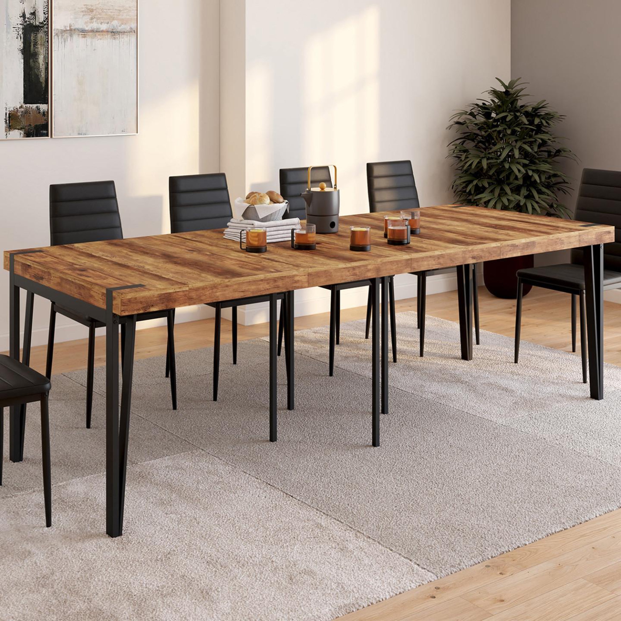 Voir la diapositive 2 : ID MARKET Table console extensible austria 10 personnes 235 cm design industriel