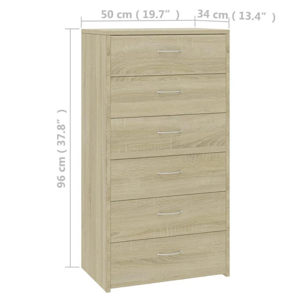 VIDAXL Buffet avec 6 tiroirs Chene sonoma 50x34x96cm Bois d'ingenierie