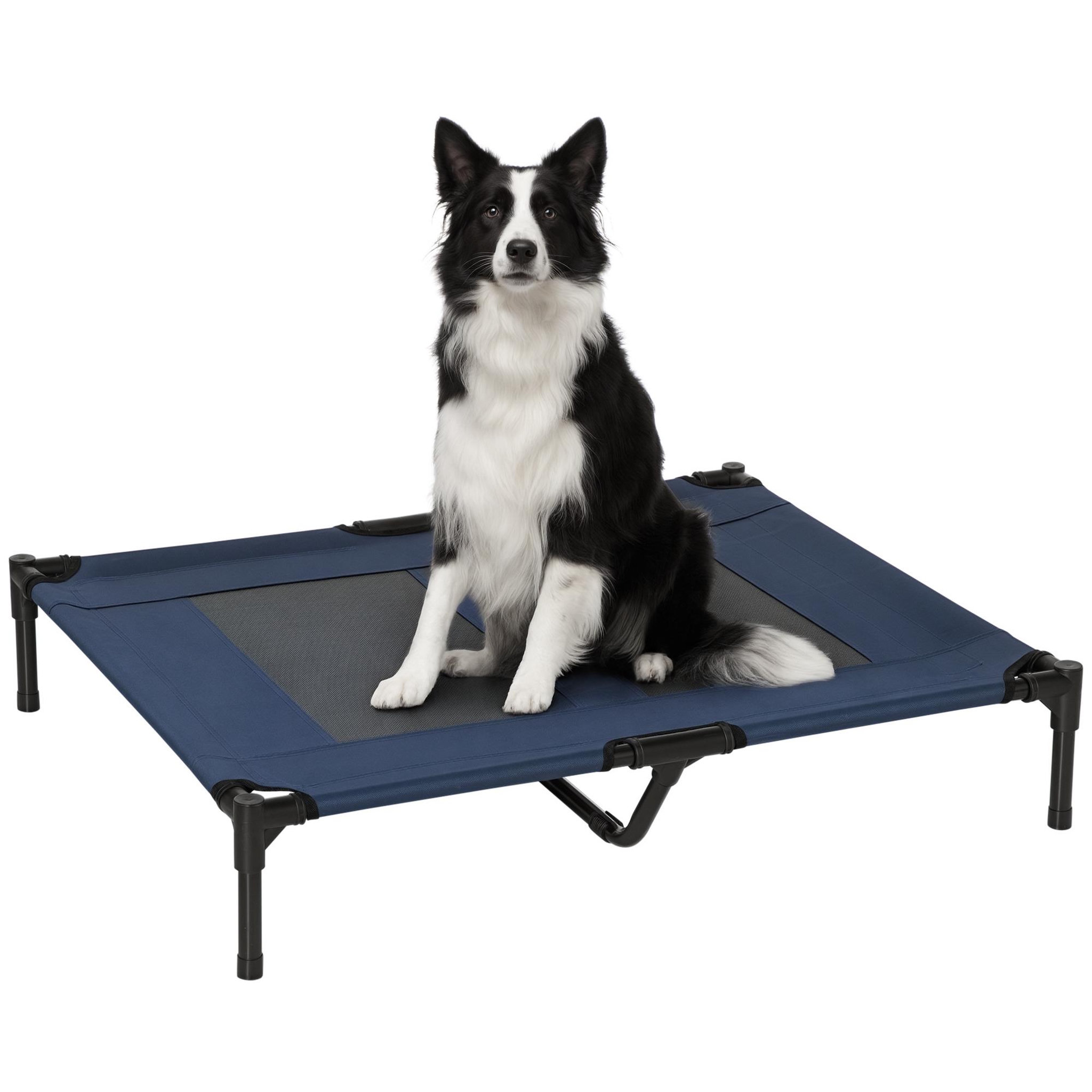 PAWHUT Lit sur pieds pour chien chat lit de camp animal lit surélevé oxford textilène micro-perforé dim. 92l x 76l x 18h cm bleu