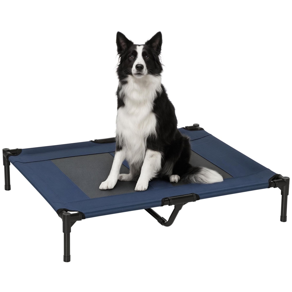 PAWHUT Lit sur pieds pour chien chat lit de camp animal lit surélevé Oxford textilène micro-perforé dim. 92L x 76l x 18H cm bleu