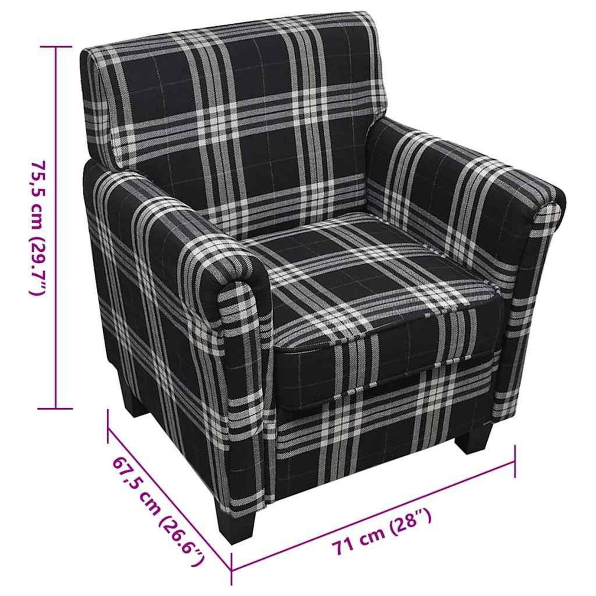 VIDAXL Fauteuil avec coussin Noir Tissu