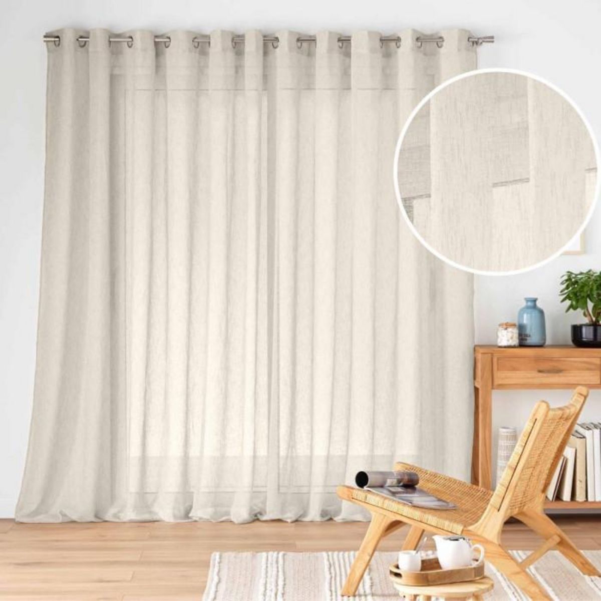 Paris Prix Rideau Voilage à Œillets  Carlin  400x240cm Lin