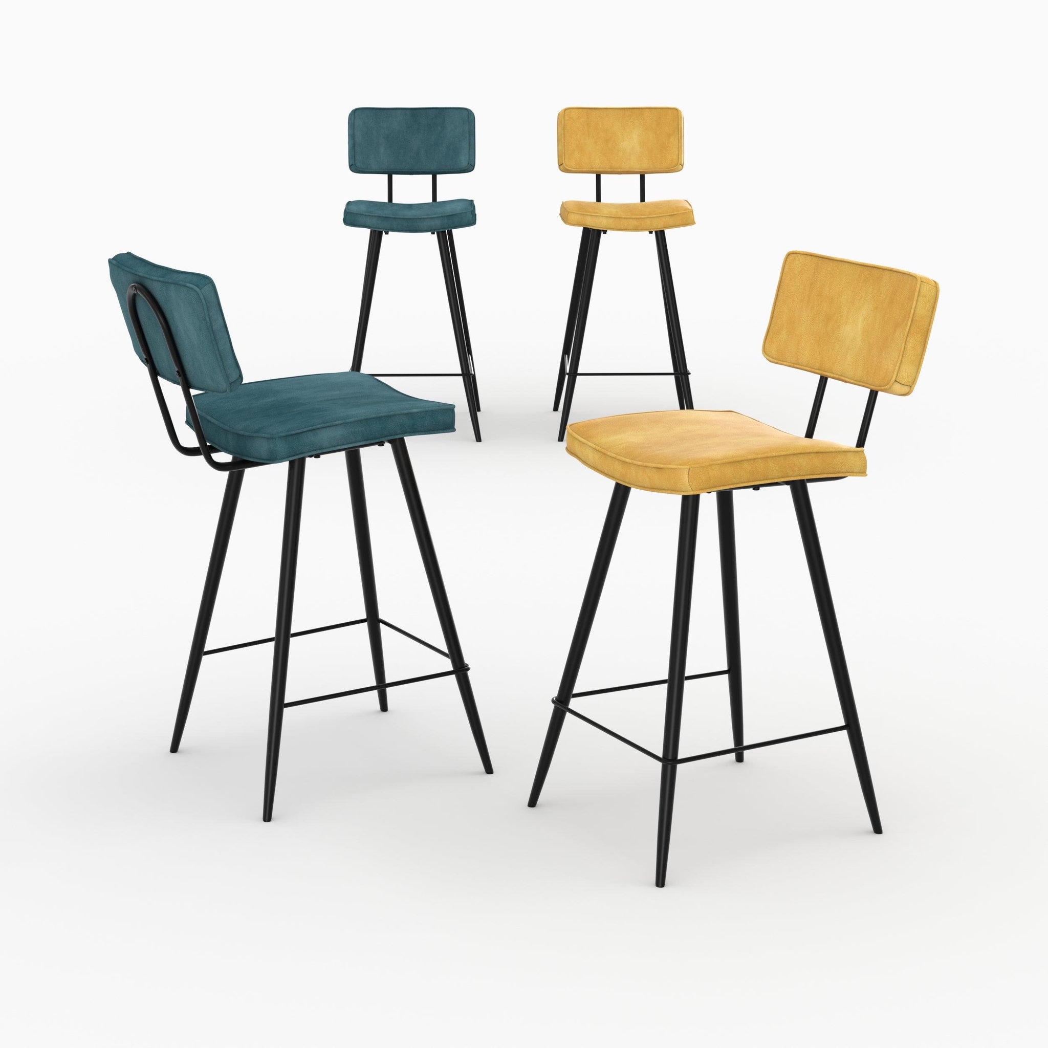 MAISON PAVANE Pack 4 chaises pour îlot central bleues et jaunes 66 cm-texas