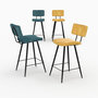 Voir la diapositive 1 : MAISON PAVANE Pack 4 chaises pour îlot central bleues et jaunes 66 cm-Texas