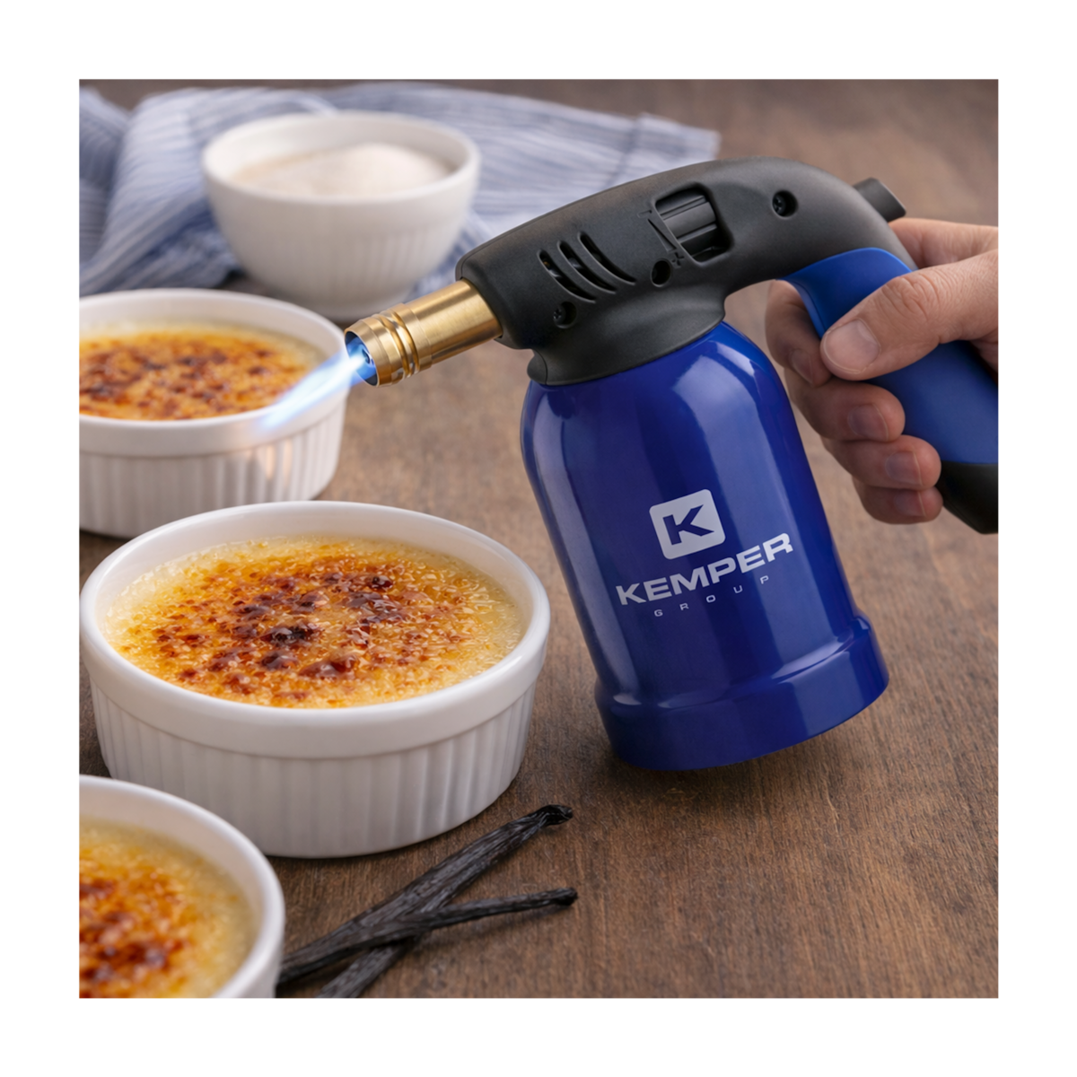 Kemper Lampe a souder Coque Acier Allumage piezo + 4 Cartouches de gaz 190gr STOP GAZ Perçables KEMPER