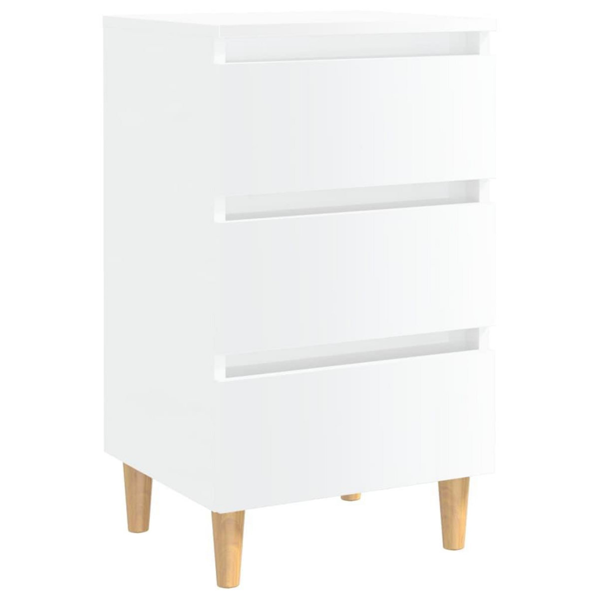 VIDAXL Tables de chevet pieds en bois 2 pcs blanc brillant 40x35x69 cm