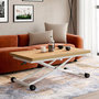 Voir la diapositive 2 : ID MARKET Table basse 2 en 1 relevable en table à manger rectangulaire URBANA 100 cm bois et blanc