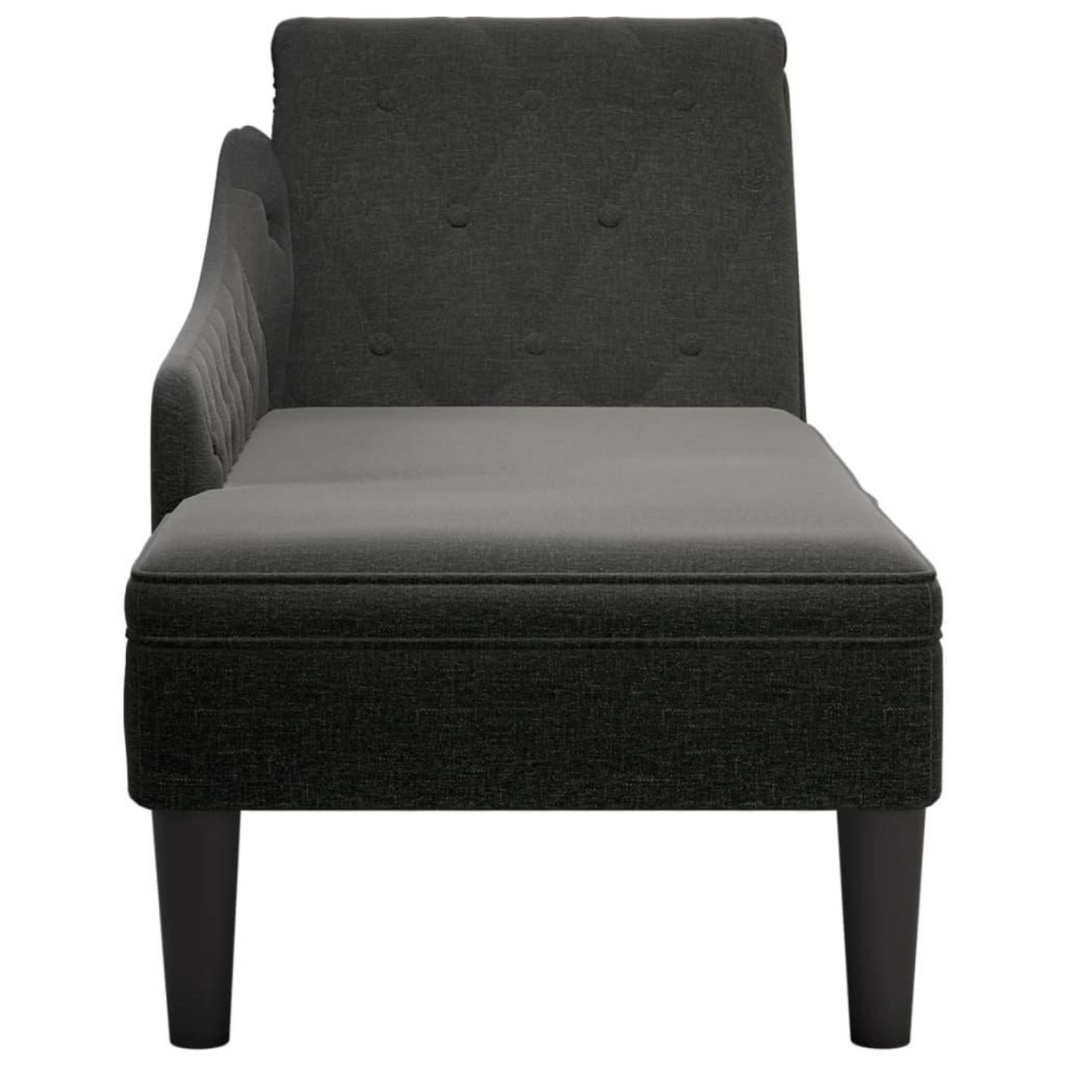 VIDAXL Fauteuil long avec coussin et accoudoir droit noir tissu