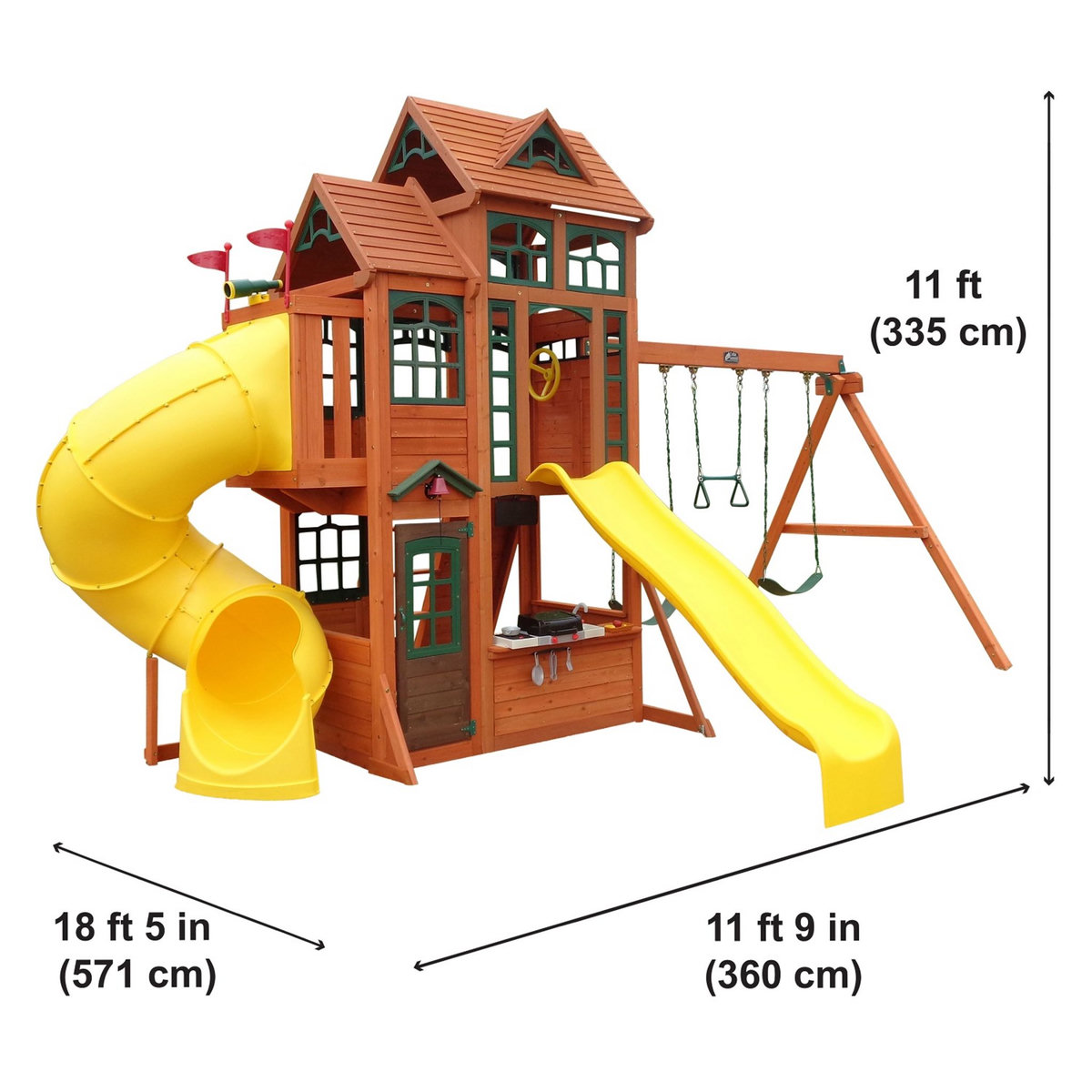 Kidkraft Aire de jeux avec 2 toboggans - Bois - H3.34m - CANYON RIDGE