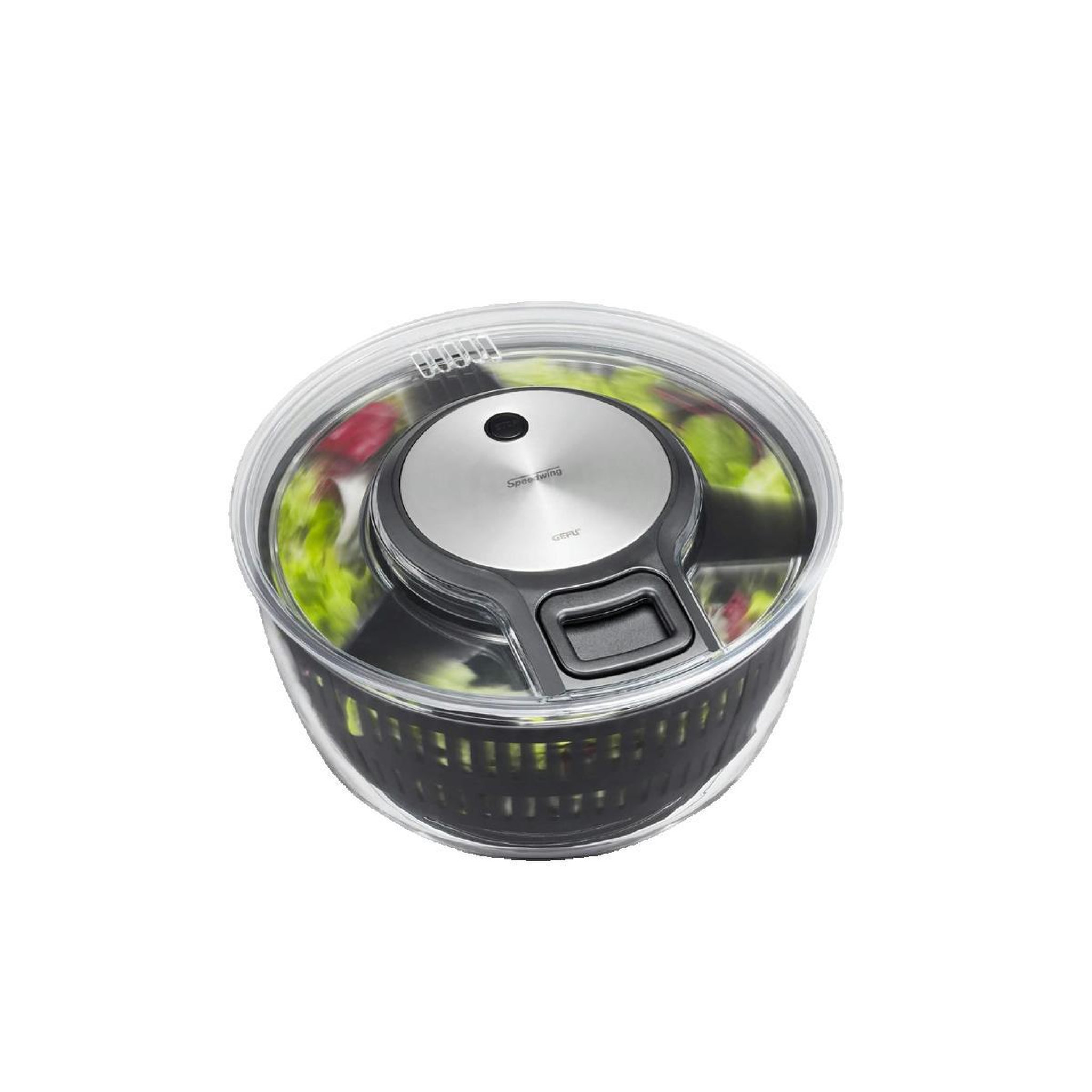 GEFU Essoreuse à salade GEFU SPEEDWING transparente avec éléments en inox noir