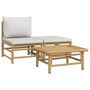 Voir la diapositive 2 : VIDAXL Salon de jardin 3 pcs avec coussins gris clair bambou